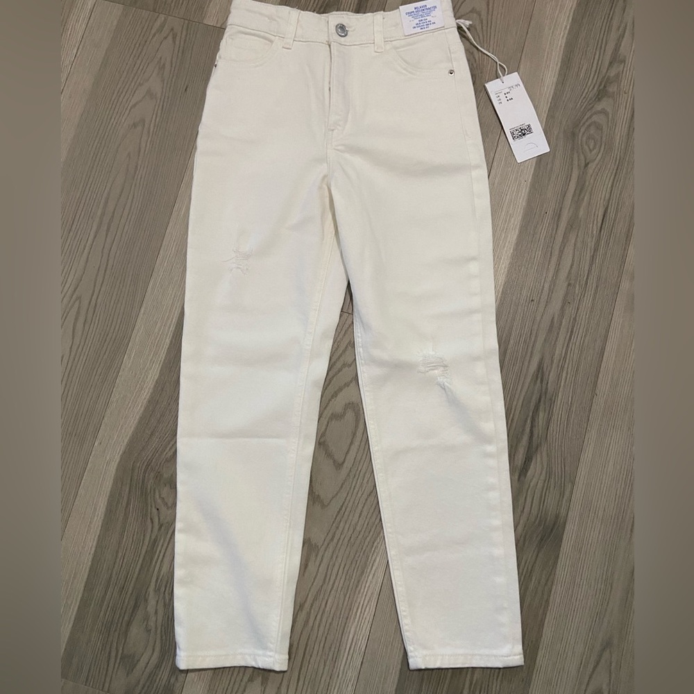 H&M Girls White Jeans Size 8/9 NWT